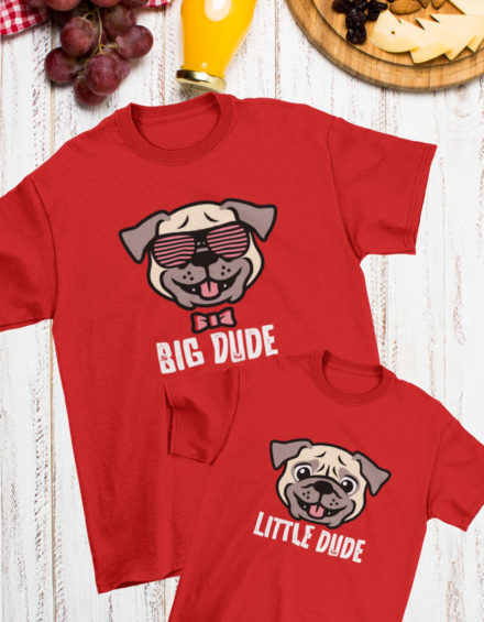 "LITTLE/BIG DUDE" - Paare Partnerlook ("Vater&Sohn") - 2 Tshirts