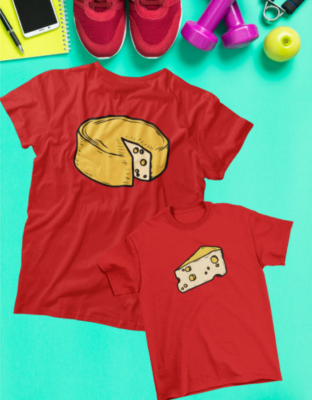 "CHEESE MUTTER/TOCHTER" - Paare Partnerlook ("Mutter&Tochter") - 2 Tshirts