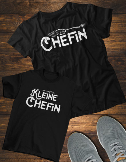 "CHEFIN/KLEINE CHEFIN" - Paare Partnerlook ("Mutter&Tochter") - 2 Tshirts