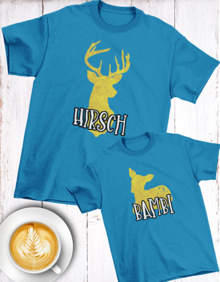 "HIRSCH/BAMBI" - Paare Partnerlook ("Vater&Tochter") - 2 Tshirts
