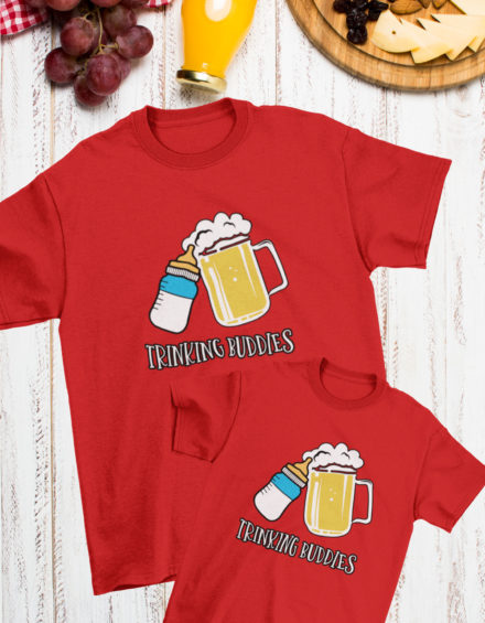 "TRINKING BUDDIES" - Paare Partnerlook ("Vater&Sohn") - 2 Tshirts