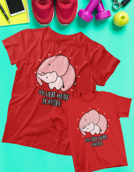 "ICH LIEBE MEINE TOCHTER/ICH LIEBE MEINE MUTTER" - Paare Partnerlook ("Mutter&Tochter") - 2 Tshirts