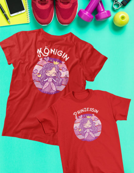 "KÖNIGIN FAIRY/PRINZESSIN FAIRY" - Paare Partnerlook ("Mutter&Tochter") - 2 Tshirts