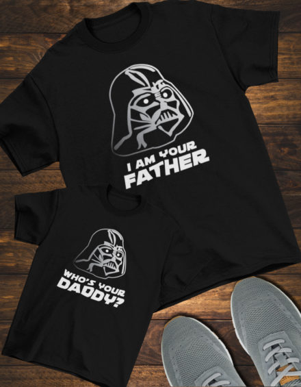 "I AM YOUR FATHER/WHO'S YOUR DADDY?" - Paare Partnerlook ("Vater&Sohn") - 2 Tshirts