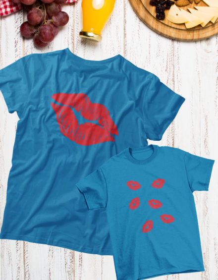 "MUTTER/TOCHTER KISS" - Paare Partnerlook ("Mutter&Tochter") - 2 Tshirts