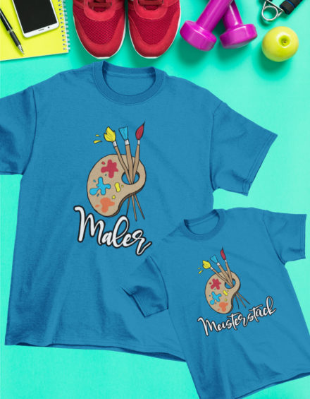 "MALER/MEISTERSTÜCK" - Paare Partnerlook ("Vater&Tochter") - 2 Tshirts