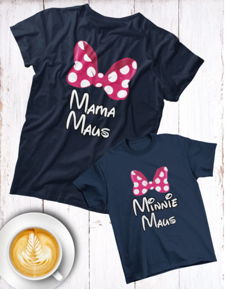 "MAMA MAUS/MINNIE MAUS PINK RIBBON" - Paare Partnerlook ("Mutter&Tochter") - 2 Tshirts
