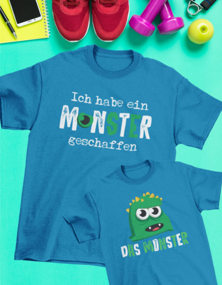 "MONSTER/DAS MONSTER" - Paare Partnerlook ("Vater&Sohn") - 2 Tshirts