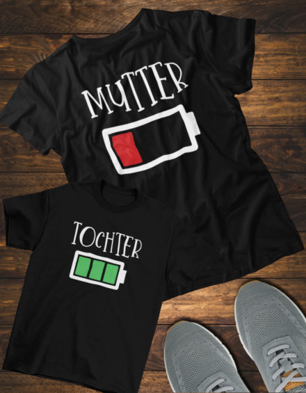 "MUTTER/TOCHTER BATTERY" - Paare Partnerlook ("Mutter&Tochter") - 2 Tshirts