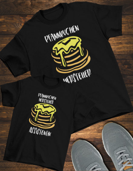 "PFANNKUCHEN HERSTELLER/PFANNKUCHEN HERSTELLER ASSISTENTIN" - Paare Partnerlook ("Vater&Tochter") - 2 Tshirts