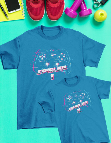 "SPIELER 1/SPIELER 2" - Paare Partnerlook ("Vater&Sohn") - 2 Tshirts