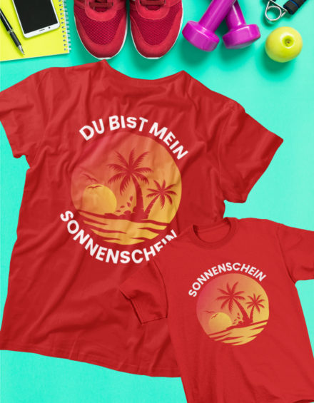 "DU BIST MEIN SONNENSCHEIN" - Paare Partnerlook ("Mutter&Tochter") - 2 Tshirts