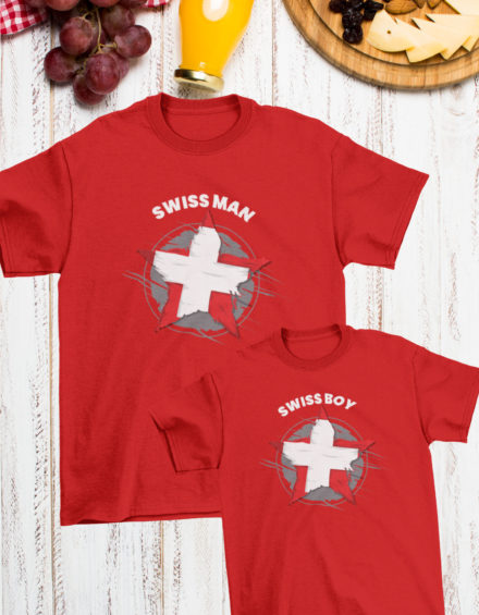 "SWISS MAN/SWISS BOY" - Paare Partnerlook ("Vater&Sohn") - 2 Tshirts