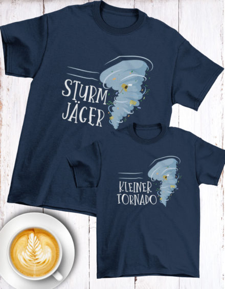 "STURM JÄGER/KLEINER TORNADO" - Paare Partnerlook ("Vater&Sohn") - 2 Tshirts