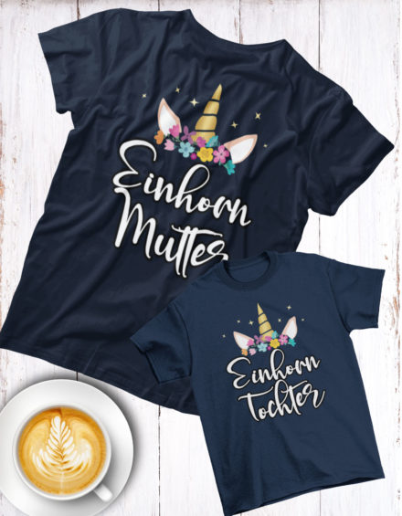 "EINHORN MUTTER/TOCHTER" - Paare Partnerlook ("Mutter&Tochter") - 2 Tshirts