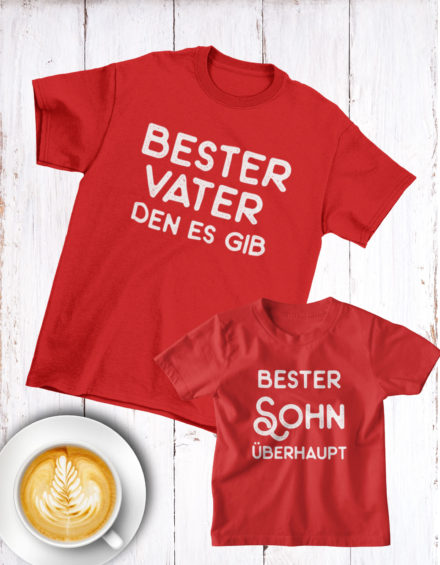 "BESTER VATER DEN ES GIB/BESTER SOHN ÜBERHAUPT" - Paare Partnerlook ("Vater& Sohn") - 2 Tshirts