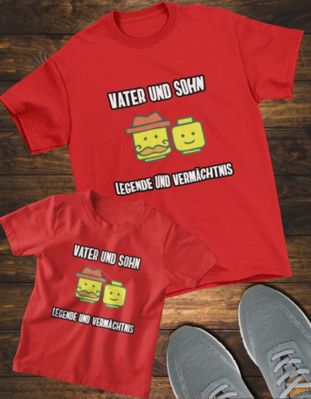 "VATER UND SOHN LEGENDE UND VERMÄCHTNIS 1&2" - Paare Partnerlook ("Vater& Sohn") - 2 Tshirts