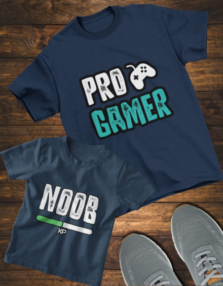 "PRO GAMER/NOOB PLAYER" - Paare Partnerlook ("Vater& Sohn") - 2 Tshirts