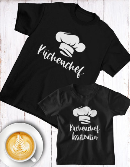 "KÜCHENCHEF/KÜCHENCHEF ASSISTENTIN" - Paare Partnerlook ("Vater&Tochter") - 2 Tshirts
