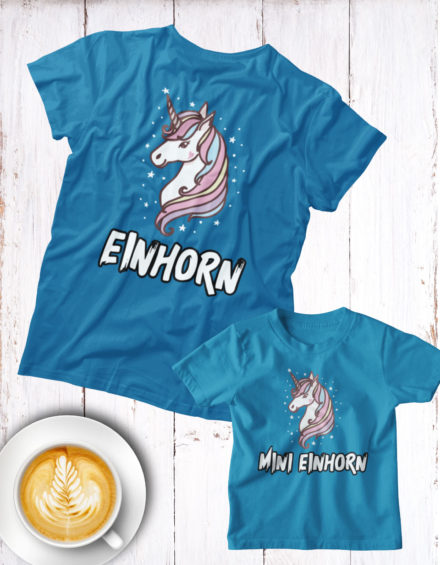 "EINHORN/MINI EINHORN" - Paare Partnerlook ("Mutter&Tochter") - 2 Tshirts