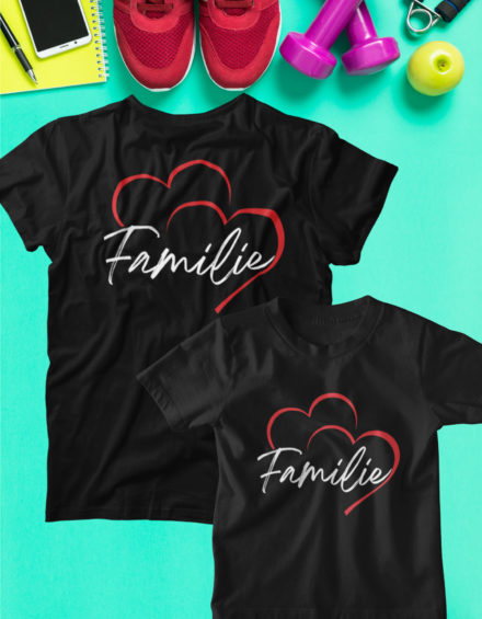 "FAMILIE HEART" - Paare Partnerlook ("Mutter&Tochter") - 2 Tshirts