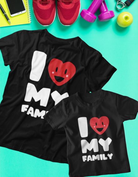 "I LOVE MY FAMILY" - Paare Partnerlook ("Mutter&Tochter") - 2 Tshirts