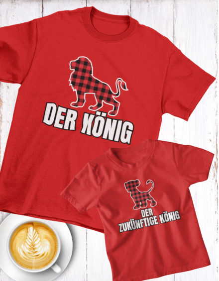 "DER KÖNIG/DER ZUKÜNFTIGE KÖNIG" - Paare Partnerlook ("Vater& Sohn") - 2 Tshirts