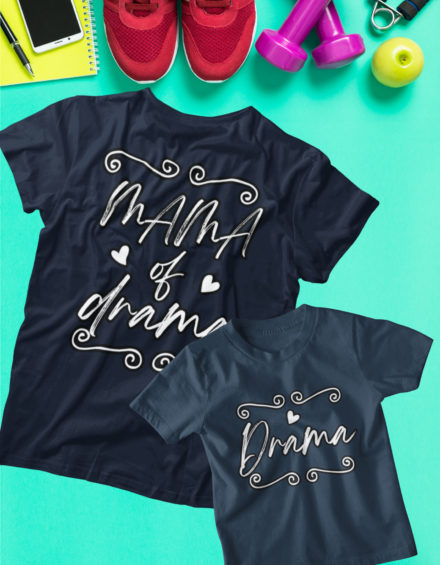 "MAMA OF DRAMA/THE DRAMA" - Paare Partnerlook ("Mutter&Tochter") - 2 Tshirts