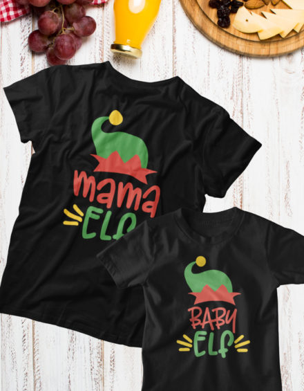 "MAMA ELF/BABY ELF" - Paare Partnerlook ("Mutter&Tochter") - 2 Tshirts