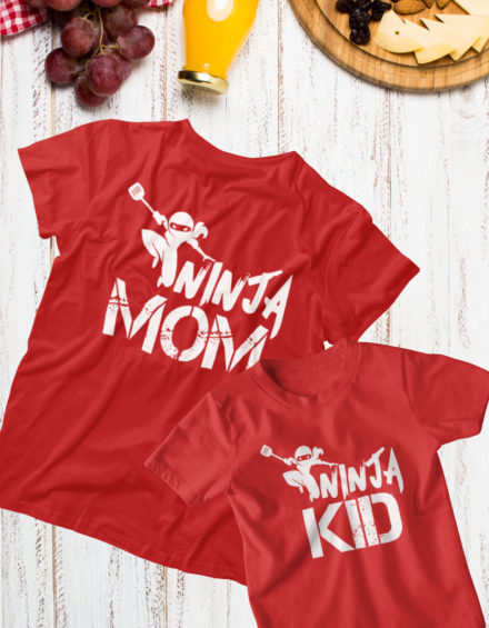 "NINJA MOM/NINJA KID" - Paare Partnerlook ("Mutter&Tochter") - 2 Tshirts