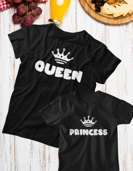 "QUEEN/PRINCESS CROWN" - Paare Partnerlook ("Mutter&Tochter") - 2 Tshirts