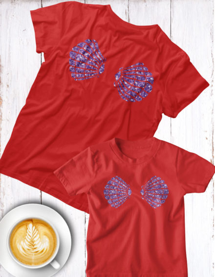 "SEASHELL MERMAID" - Paare Partnerlook ("Mutter&Tochter") - 2 Tshirts