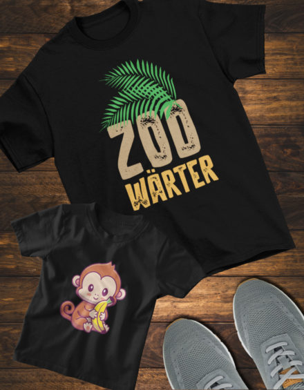 "ZOOWÄRTER/ZOO MONKEY" - Paare Partnerlook ("Vater&Tochter") - 2 Tshirts