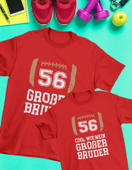 "GROSSER BRUDER 56/COOL WIE MEIN GROSSER BRUDER" - Paare Partnerlook ("Brüder&Brüder") - 2 Tshirts
