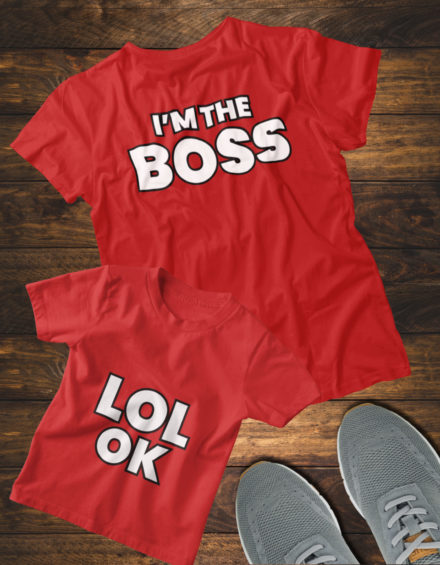 "I'M THE BOSS/LOL, OK" - Paare Partnerlook ("Mutter&Sohn") - 2 Tshirts