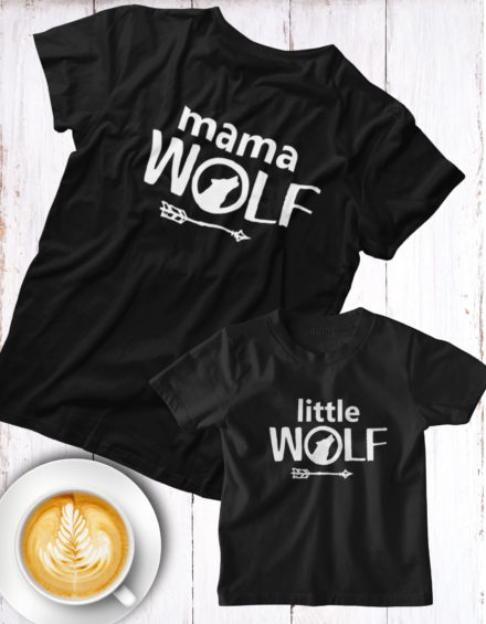 "MAMA WOLF/LITTLE WOLF" - Paare Partnerlook ("Mutter&Sohn") - 2 Tshirts