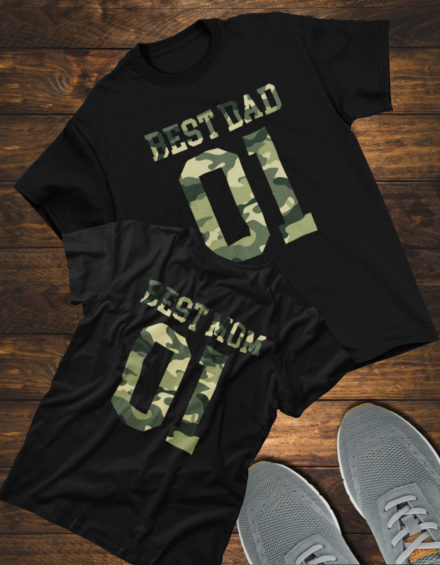 "BEST DAD/BEST MOM-ARMY LOOK" - Paare Partnerlook ("Eltern") - 2 Tshirts