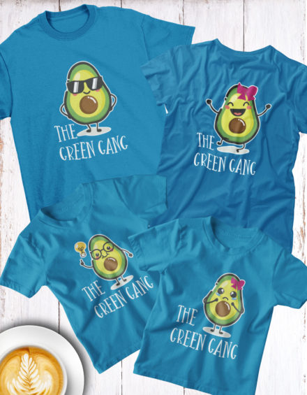 "THE GREEN GANG" - Paare Partnerlook ("Familie") - 4 Tshirts