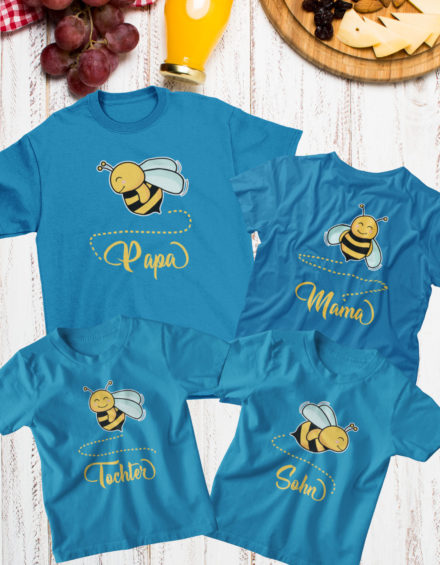 "PAPA BEE, MAMA BEE, SOHN BEE, TOCHTER BEE" - Paare Partnerlook ("Familie") - 4 Tshirts