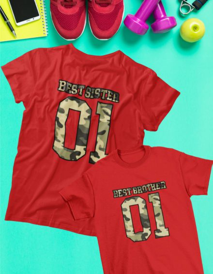 "BEST BROTHER/BEST SISTER ARMY NUMBER" - Paare Partnerlook ("Bruder&Schwester") - 2 Tshirts