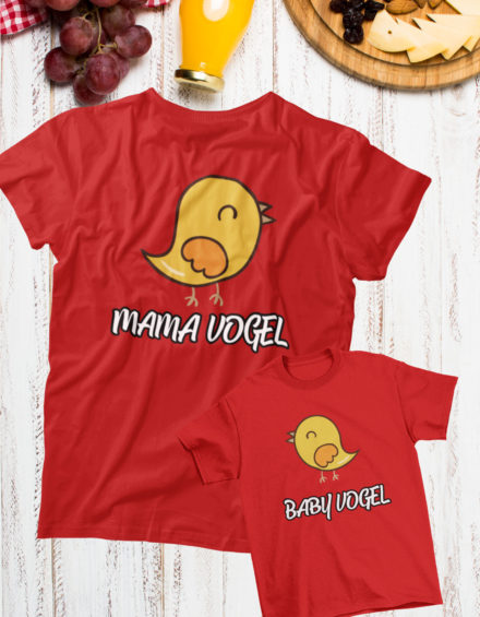 "MAMA/BABY VOGEL" - Paare Partnerlook ("Mutter&Sohn") - 2 Tshirts