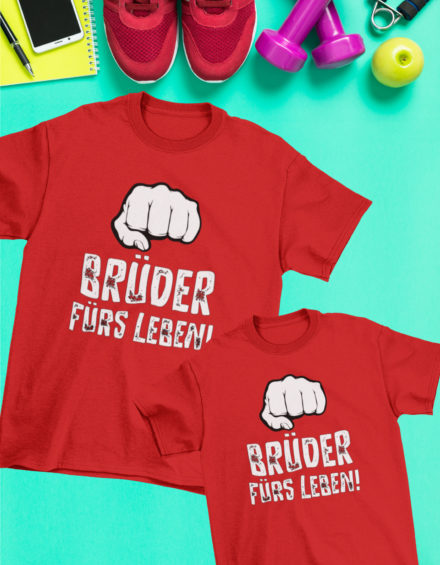 "BRÜDER FÜRS LEBEN 1 & 2" - Paare Partnerlook ("Brüder&Brüder") - 2 Tshirts