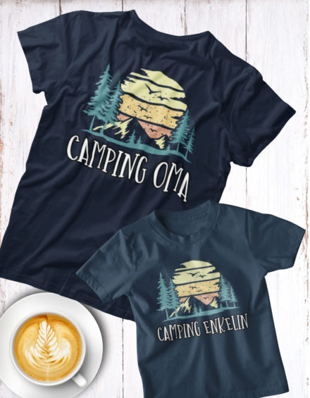"CAMPING OMA, CAMPING ENKELIN" - Paare Partnerlook ("Oma&Enkelin")-2 Tshirts
