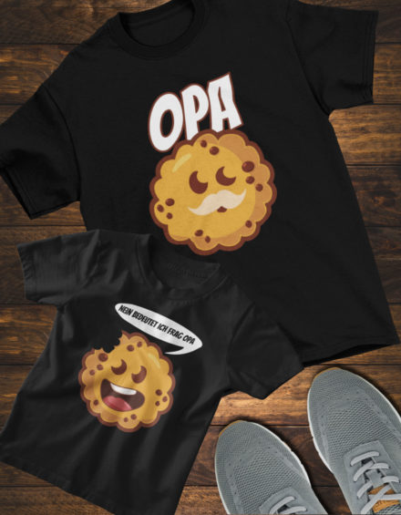 "OPA COOKIE-NEIN BEDEUTET ICH FRAG OPA" - Paare Partnerlook ("Opa&Enkel")-2 Tshirts