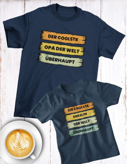 "DER COOLSTE OPA DER WELT-DER COOLSTE ENKELIN DER WELT" - Paare Partnerlook ("Opa&Enkelin")-2 Tshirts