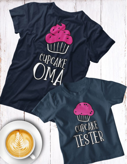 "CUPCAKE OMA, CUPCAKE TESTER" - Paare Partnerlook ("Oma&Enkelin")-2 Tshirts