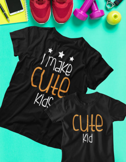 "I MAKE CUTE KIDS/CUTE KID" - Paare Partnerlook ("Mutter&Sohn") - 2 Tshirts