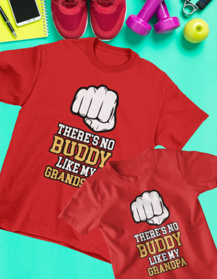 "THERE'S NO BUDDY LIKE MY GRANDSON-THERE'S NO BUDDY LIKE MY GRANDPA" - Paare Partnerlook ("Opa&Enkel")-2 Tshirts