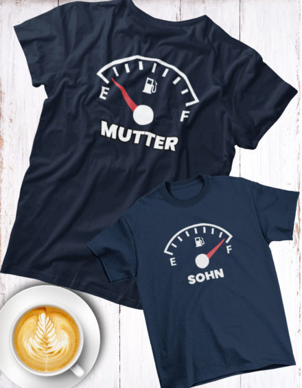 "MUTTER FUEL GUAGE/SOHN FUEL GUAGE" - Paare Partnerlook ("Mutter&Sohn") - 2 Tshirts