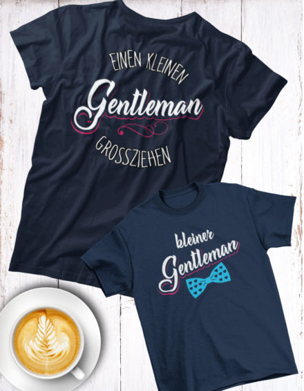 "EINEN KLEINEN GENTLEMAN GROSSIEHEN/KLEINER GENTLEMAN" - Paare Partnerlook ("Mutter&Sohn") - 2 Tshirts